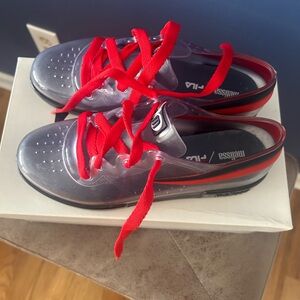 Fila x Melissa Clear collaboration Shoes with Red laces